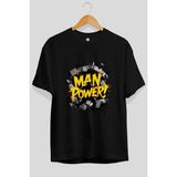 Ankhises Gym , Spor , Fitness Serisi 8 Ön Baskılı Oversize T-Shirt Erkek Kadın Pamuk Bisiklet Yaka Tişort - Siyah - XL