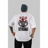 Ankhises Gym , Spor , Fitness Serisi 80 Arka Baskılı Oversize T-Shirt Erkek Kadın Pamuk Bisiklet Yaka Tişort - Beyaz - XL