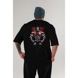 Ankhises Gym , Spor , Fitness Serisi 80 Arka Baskılı Oversize T-Shirt Erkek Kadın Pamuk Bisiklet Yaka Tişort - Siyah - XL