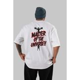 Ankhises Gym , Spor , Fitness Serisi 82 Arka Baskılı Oversize T-Shirt Erkek Kadın Pamuk Bisiklet Yaka Tişort - Beyaz