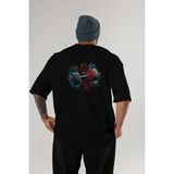 Ankhises Gym , Spor , Fitness Serisi 83 Arka Baskılı Oversize T-Shirt Erkek Kadın Pamuk Bisiklet Yaka Tişort - Siyah - XL