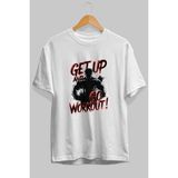 Ankhises Gym , Spor , Fitness Serisi 84 Ön Baskılı Oversize T-Shirt Erkek Kadın Pamuk Bisiklet Yaka Tişort - Beyaz