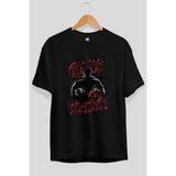Ankhises Gym , Spor , Fitness Serisi 84 Ön Baskılı Oversize T-Shirt Erkek Kadın Pamuk Bisiklet Yaka Tişort - Siyah