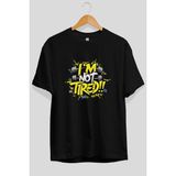 Ankhises Gym , Spor , Fitness Serisi 87 Ön Baskılı Oversize T-Shirt Erkek Kadın Pamuk Bisiklet Yaka Tişort - Siyah - XL