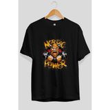 Ankhises Gym , Spor , Fitness Serisi 88 Ön Baskılı Oversize T-Shirt Erkek Kadın Pamuk Bisiklet Yaka Tişort - Siyah - XL