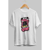 Ankhises Gym , Spor , Fitness Serisi 9 Ön Baskılı Oversize T-Shirt Erkek Kadın Pamuk Bisiklet Yaka Tişort - Beyaz - XL