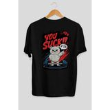 Ankhises Gym , Spor , Fitness Serisi 90 Arka Baskılı Oversize T-Shirt Erkek Kadın Pamuk Bisiklet Yaka Tişort - Siyah - XL