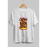 Ankhises Gym , Spor , Fitness Serisi 94 Ön Baskılı Oversize T-Shirt Erkek Kadın Pamuk Bisiklet Yaka Tişort - Beyaz