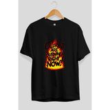 Ankhises Gym , Spor , Fitness Serisi 94 Ön Baskılı Oversize T-Shirt Erkek Kadın Pamuk Bisiklet Yaka Tişort - Siyah - XL