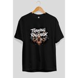 Ankhises Gym , Spor , Fitness Serisi 95 Ön Baskılı Oversize T-Shirt Erkek Kadın Pamuk Bisiklet Yaka Tişort - Siyah - XL
