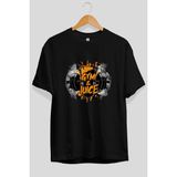 Ankhises Gym , Spor , Fitness Serisi 96 Ön Baskılı Oversize T-Shirt Erkek Kadın Pamuk Bisiklet Yaka Tişort - Siyah - XL
