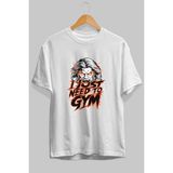 Ankhises Gym , Spor , Fitness Serisi 99 Ön Baskılı Oversize T-Shirt Erkek Kadın Pamuk Bisiklet Yaka Tişort - Beyaz - XL