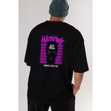 ankhises Haters Brooklyn Arka Baskılı Siyah Oversize T-Shirt Erkek Kadın Bisiklet Yaka - M