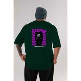 Ankhises Haters Brooklyn Arka Baskılı Zümrüt Yeşili Oversize T-Shirt Unisex Erkek Kadın Bisiklet Yaka - XL