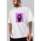 Ankhises Haters Brooklyn Street Ön Baskılı Beyaz Oversize T-Shirt Erkek Kadın Bisiklet Yaka - M