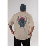 Ankhises Inosuke Demon Slayer Anime Arka Baskılı Bej Oversize T-Shirt %100 Pamuk Erkek Kadın - XL