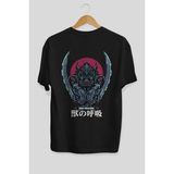 ankhises Inosuke Demon Slayer Anime Arka Baskılı Siyah Oversize T-Shirt Erkek Kadın - XL