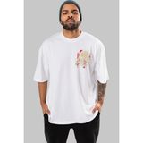Ankhises It (2) Ön Sol Baskılı Oversize T-Shirt Erkek Kadın Unisex Pamuk Bisiklet Yaka Tişort - Beyaz