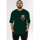 Ankhises It Ön Sol Baskılı Oversize T-Shirt Erkek Kadın Unisex Pamuk Bisiklet Yaka Tişort - Zümrüt Yeşili