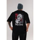 ankhises Kaneki Ken Tokyo Ghoul Anime Arka Baskılı Siyah Oversize T-Shirt Erkek Kadın