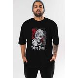 ankhises Kaneki Ken Tokyo Ghoul Anime Ön Baskılı Siyah Oversize T-Shirt Erkek Kadın - XL