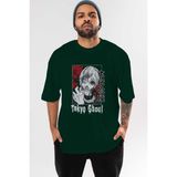 Ankhises Kaneki Ken Tokyo Ghoul Anime Ön Baskılı Zümrüt Yeşili Oversize T-Shirt Erkek Kadın