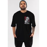 Ankhises Kaneki Ken Tokyo Ghoul Ön Sol Baskılı Oversize T-Shirt Erkek Kadın Unisex Pamuk Bisiklet Yaka Tişort - Siyah