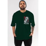 Ankhises Kaneki Ken Tokyo Ghoul Ön Sol Baskılı Oversize T-Shirt Erkek Kadın Unisex Pamuk Bisiklet Yaka Tişort - Zümrüt Yeşili
