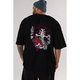 ankhises Kokushibo Demon Slayer Anime Arka Baskılı Siyah Oversize T-Shirt Erkek Kadın