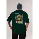 Ankhises Mısa-Death Note Anime Arka Baskılı Zümrüt Yeşili Oversize T-Shirt Pamuk Erkek Kadın - XL