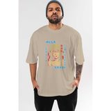 Ankhises Mısa-Death Note Anime Ön Baskılı Bej Oversize T-Shirt Erkek Kadın - XL