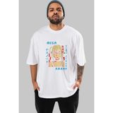 ankhises Mısa-Death Note Anime Ön Baskılı Beyaz Oversize T-Shirt Erkek Kadın