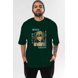 Ankhises Mısa-Death Note Anime Ön Baskılı Zümrüt Yeşili Oversize T-Shirt Erkek Kadın