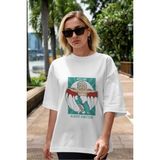 ankhises Nacho Libre Einstein Ön Baskılı Beyaz Oversize T-Shirt Erkek Kadın Bisiklet Yaka
