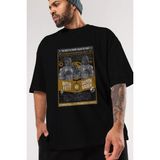 ankhises Rumble In The Darkside Ön Baskılı Siyah Oversize T-Shirt Erkek Kadın Bisiklet Yaka