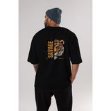 ankhises Savage Brooklyn Yazılı Arka Baskılı Siyah Oversize T-Shirt Erkek Kadın Bisiklet Yaka - XL