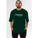 Ankhises Semtin Göz Bebeği Ön Baskılı Zümrüt Yeşili Oversize T-Shirt Erkek Kadın Bisiklet Yaka