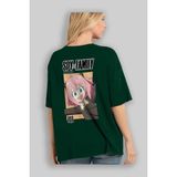 ankhises Spy x Famıly Anya Anime Arka Baskılı Zümrüt Yeşili Oversize T-Shirt Pamuk Erkek Kadın