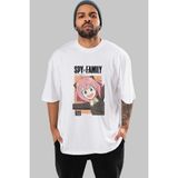ankhises Spy x Famıly Anya Anime Ön Baskılı Beyaz Oversize T-Shirt Erkek Kadın
