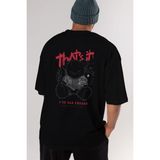 ankhises Thats It Bear Arka Baskılı Siyah Oversize T-Shirt Erkek Kadın Bisiklet Yaka - XL
