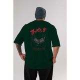 Ankhises Thats It Bear Arka Baskılı Zümrüt Yeşili Oversize T-Shirt Erkek Kadın Bisiklet Yaka