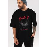 ankhises Thats It Bear Ön Baskılı Siyah Oversize T-Shirt Erkek Kadın Bisiklet Yaka