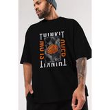 ankhises Think It Ön Baskılı Siyah Oversize T-Shirt Erkek Kadın Bisiklet Yaka - M