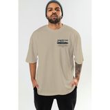 Ankhises Thıs Is Perfectıon Ön Sol Baskılı Oversize T-Shirt Erkek Kadın Unisex Pamuk Bisiklet Yaka Tişort - Bej - XL