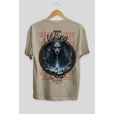 Ankhises Viking Mitolojisi 11 Arka Baskılı Bej Oversize T-Shirt Erkek Kadın Pamuk Bisiklet Yaka Tişort
