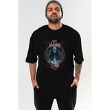 Ankhises Viking Mitolojisi 11 Ön Baskılı Siyah Oversize T-Shirt Erkek Kadın Pamuk Bisiklet Yaka Tişort - XL