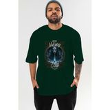 Ankhises Viking Mitolojisi 11 Ön Baskılı Yeşil Oversize T-Shirt Erkek Kadın Pamuk Bisiklet Yaka Tişort - XL