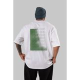 ankhises Vision Yazılı Arka Baskılı Beyaz Oversize T-Shirt Erkek Kadın Bisiklet Yaka - M