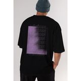 ankhises Vision Yazılı Arka Baskılı Siyah Oversize T-Shirt Erkek Kadın Bisiklet Yaka - XL