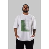 ankhises Vision Yazılı Ön Baskılı Beyaz Oversize T-Shirt Erkek Kadın Bisiklet Yaka - XL
